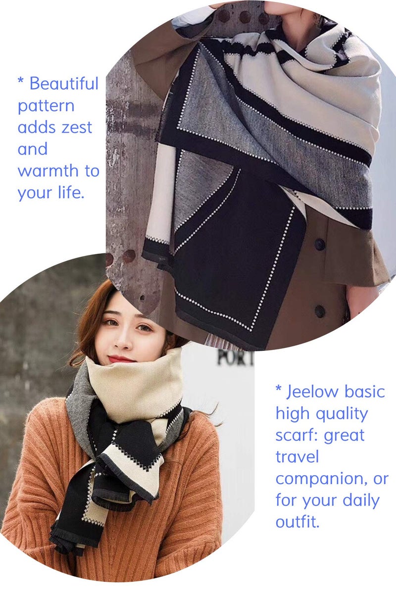 Jeelow Winter Scarf Scarfs For Women, Cashmere Like Blanket Scarf Pashmina Shawls And Wraps Scarves (Abstract) - Image 4